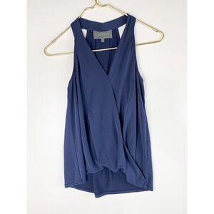 ANTHROPOLOGIE Sundays in Brooklyn Womens Halter Tank Top Faux Wrap Blue Size XS